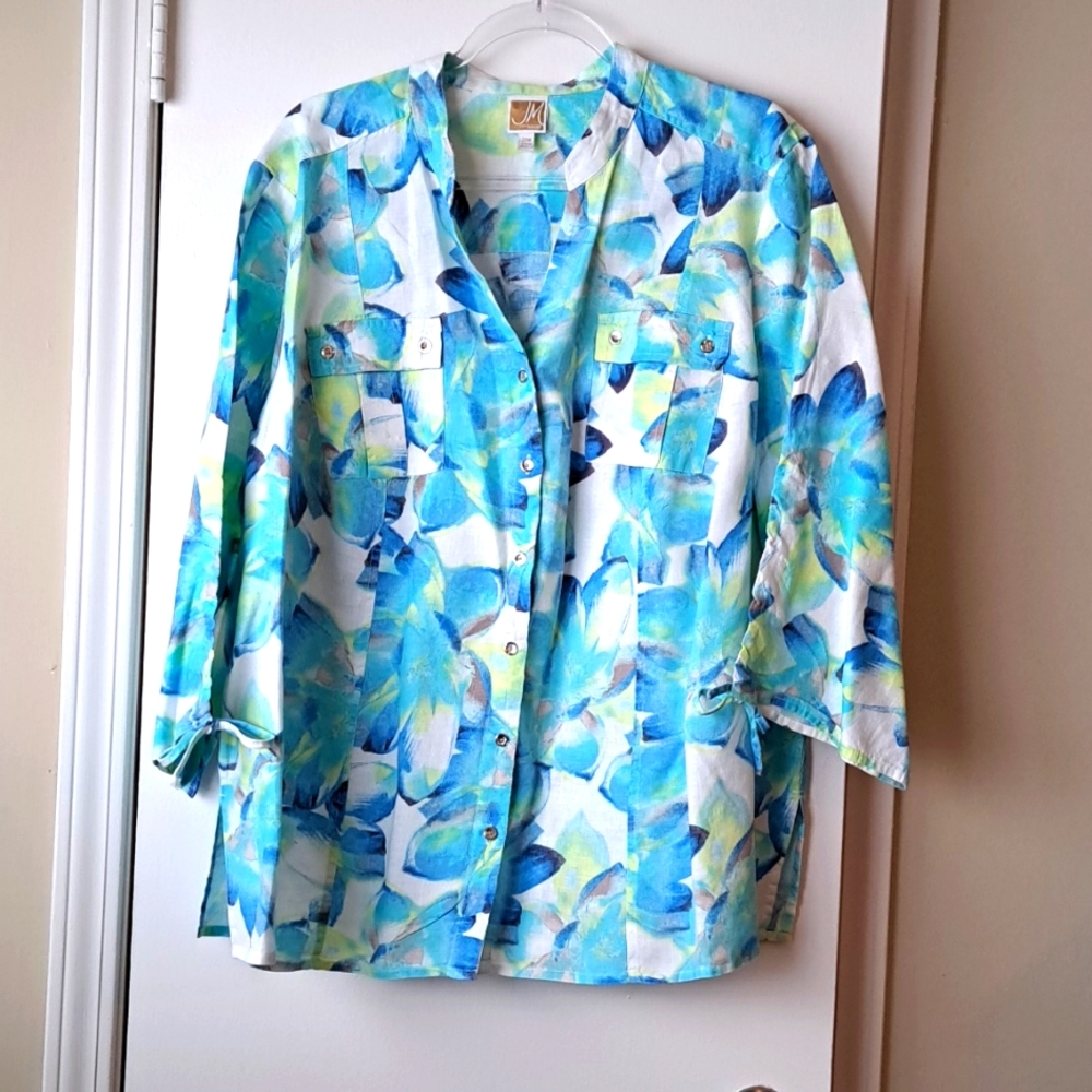 J M Collection linen blouse 22W